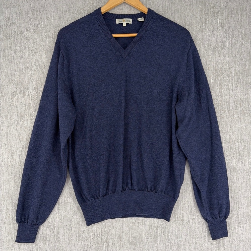 Vintage Peter Millar Sweater Men Large Crown Extrafine Italian Merino Wool Vneck
